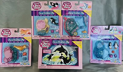 Vintage Littlest Pet Shop Sea World New Complete Set All 5 Mint NOS 1995 Kenner • $225