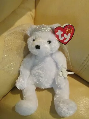 TY Beanie Baby Bear-2002 Bride Wedding With Veil & Corsage-has Heart & Tush Tags • $4.99