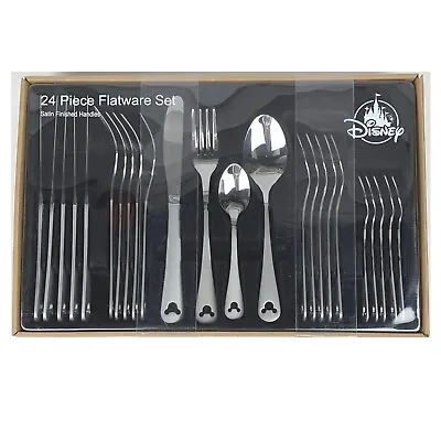 Disney Mickey Mouse Icon Stainless Steel 24 Piece Flatware Set Satin Finish • $74.99