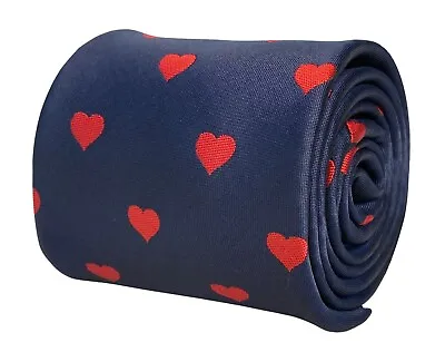 £15.99 • Buy Frederick Thomas Designer Mens Tie Navy Mens Tie With Red Love Heart Quirky 
