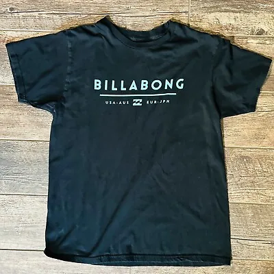 Billabong Shirt Adult Medium Black Spell Out Surf Surfer Surfing Cotton Men's • $12.56