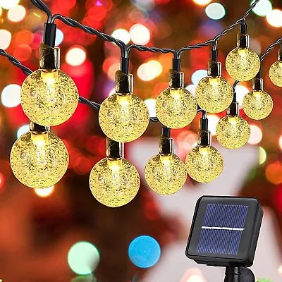 Solar Powered 100 LED Fairy String Lights Outdoor Garden Waterproof Crystal Ball • £8.89