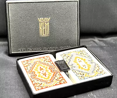 KEM Double Deck Plastic Playing Cards Vintage Case • $30.24