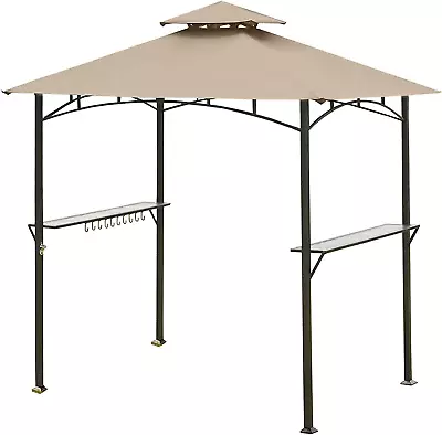 5FT X 8FT Double Tiered Canopy Grill BBQ Gazebo Roof Top Polyester • $57.99