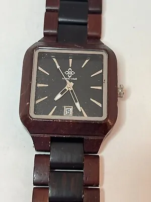 Working Men's Brown Wood Merry Time Quartz Watch FR • $28