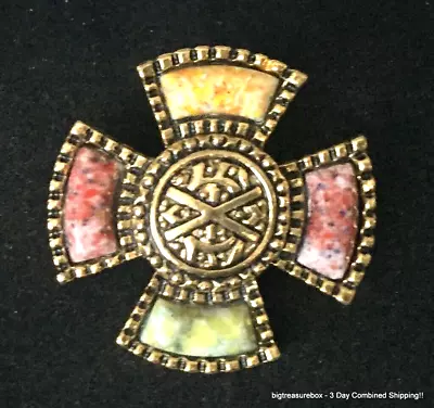 Vintage Brooch Pin Maltese Cross Gold Tone Jewelry Lot Y • $1.99