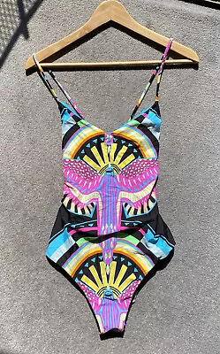 MARA HOFFMAN Bathing Suit SZ Large Adjustable One Piece Low Back Beautiful Print • $110