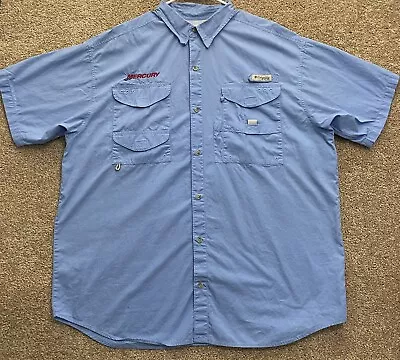 Columbia Mercury Vented Fishing PFG Button-up Blue Short Sleeve Men's Size XL • $15.39