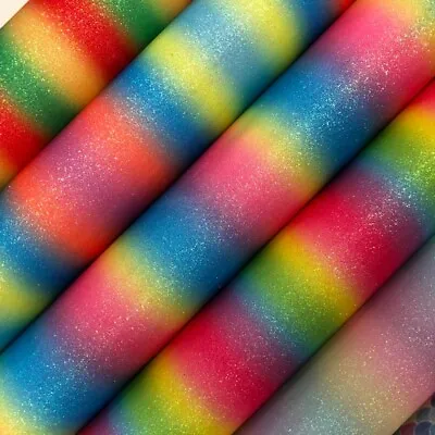 £1.95 • Buy Rainbow Fine Glitter Fabric Sparkly Vinyl Backed Material Decor