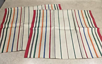 2 Vtg Linen Cotton Kitchen Tea Towels Bright Color Stripes Unused Multicolor • $18