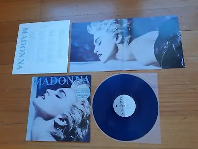 Madonna True Blue - 1986 Aussie Aqua Blue Vinyl Lp -complete Poster Hype Sticker • $257.43