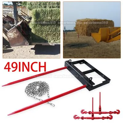 $386.66 • Buy Dual 49inch Hay Bale Spear Attachment Front Loader Tractor Skid Steer W/ Chains