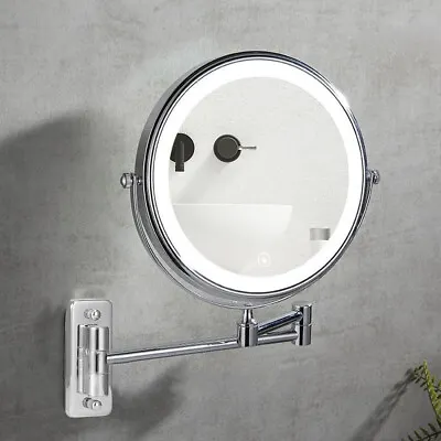 Bathroom LED Make-Up Mirror Shaving Extendable Magnifying Wall Mounted Mirror • £24.95