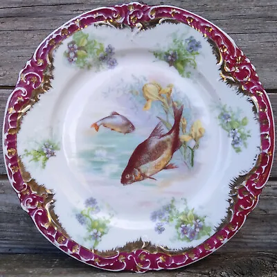 Vintage Fish Yellow Iris Salad Plate Victoria Carlsbad Austria • $20