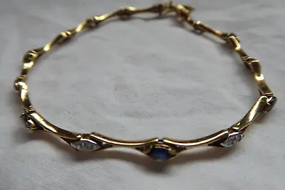 NICE Vintage 14k Sapphire Diamond Bracelet  7 Inches  5.2 Grams   SEE • $335