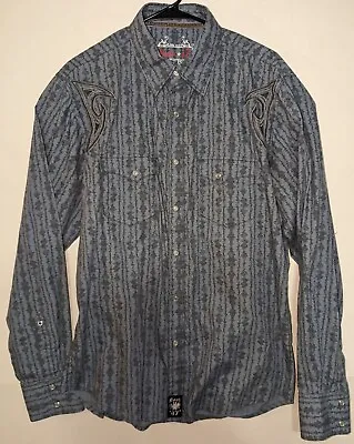 Wrangler Shirt Mens Large Grey  Rock 47 Long Sleeve Snap Rodeo Tribal  • $25.99