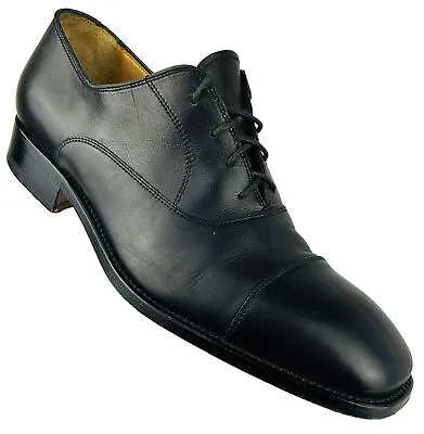 Moreschi ITALY Oxfords 35881 Black Leather Cap Toe Dress Lace Mens 10 • $59.49