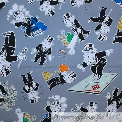 BonEful Fabric FQ Cotton Quilt VTG Gray White B&W Monopoly Board Game RARE SALE • $34.30