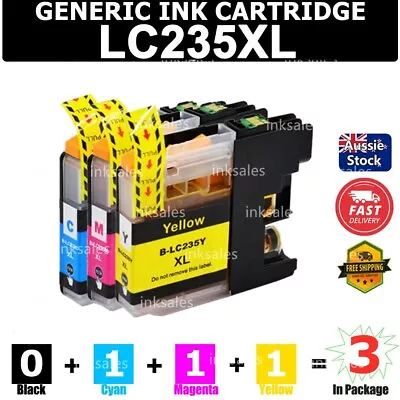 3x Generic Ink LC235XL LC235 Colours For Brother J4120DW J4620DW J5320DW J5720DW • $11.90