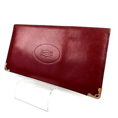 Must De Cartier Long Wallet Purse Bordeaux Red Auth/N01-0052 • $69