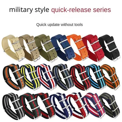 High Quality Nylon Canvas One Piece Watch Band Straps Mens Military Style18 20mm • $16.88