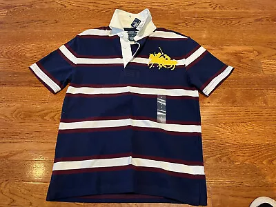 NEW Ralph Laurel Polo Kids Boys Dual Match Big Pony S/sleeve Stripes Rugby S(8) • £17.69