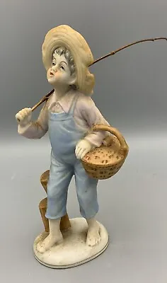 Vintage Ucagco China Boy Going Fishing Figurine Made In Occupied Japan • $6