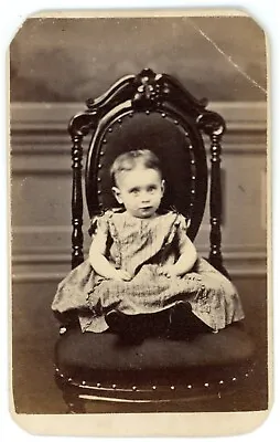 CIRCA 1870'S CDV Adorable Little Girl Dress Sitting Chair Lachman Pottstown PA • $9.99