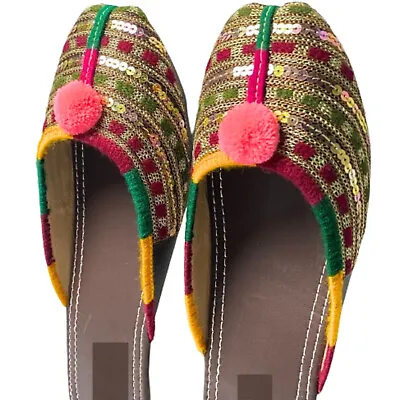 Khussa Chappal Sitara Gota Zari Embroidery Indian Khussa Fancy Design Jutti • $5