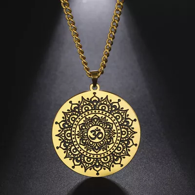 Lotus Flower Om Symbol Mandala Flower Of Life Necklace Sacred Amulet Jewelry • $6.99