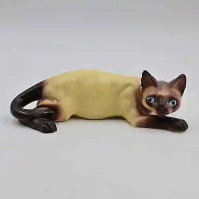  Vintage Enesco Laying Siamese Cat Figure • $28