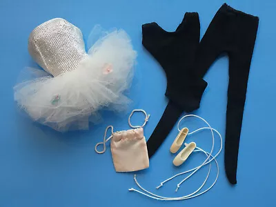 Vtg Barbie #989 Ballerina Partial Set Sliver Dress Leotard Tights Shoes & Bag • $25.99