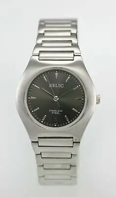 Relic Watch Mens Stainless Silver Steel 50m Water Resistant Battery Gray Quartz • $34.94