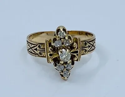 14k Antique Mine Cut Diamond Cluster Ring • $500
