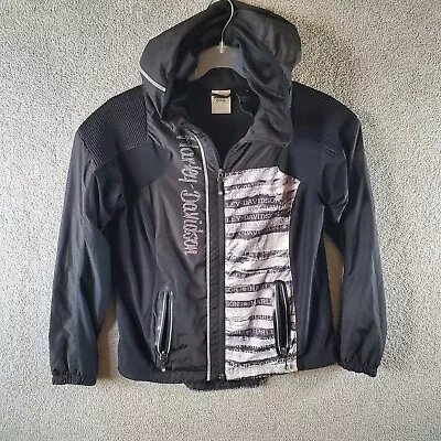 HARLEY DAVIDSON Jacket Windbreaker Womens 12 Black Long Sleeve Full Zip Ladies • $34.99