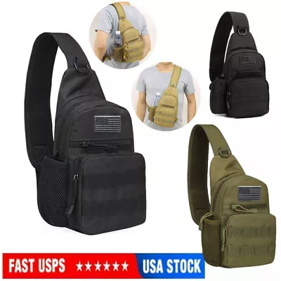 Men Backpack Tactical Sling Bag Chest Shoulder Fanny Pack Cross Body Molle Pouch • $12.59
