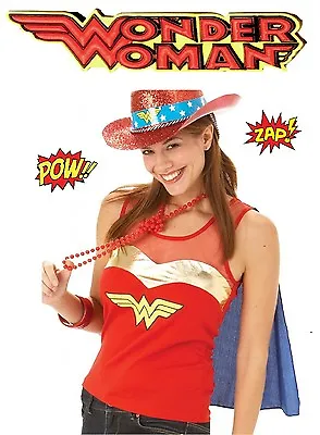 £12.99 • Buy Official Wonder  Woman Top & Cape Fancy Dress Outfit 12-14 Hen Party Ladies
