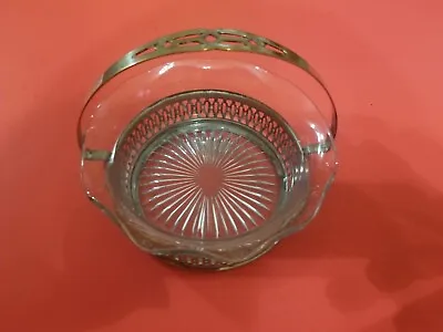 Vintage Bon Ton Footed Silverplate Glass Candy /Relish Dish With Handle • $14
