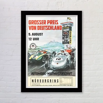 Framed German Grand Prix 1961  Formula 1 F1 Poster Wall Art Print Nurburgring • £3.73