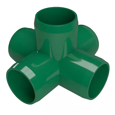 1  5-Way PVC Cross Fitting Green (4-PK) FORMUFIT Furniture Grade Made In USA • $21.99