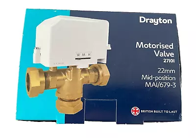 Drayton 22mm 3 Port Mid Position Motorised Valve 5 Wire 27101 MA1/679-3 BNIB • £59.99