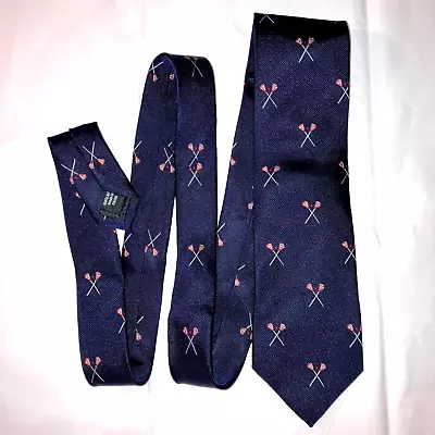 J Crew 100% Silk Lacrosse Sticks & Balls Classic Neck Tie 58  Dk Blue Stickball • $18