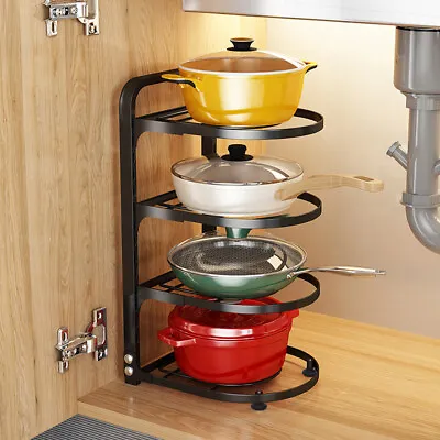 2-10 Saucepan Pot Pan Storage Rack Holder Kitchen Cupboard Organiser Stand Shelf • £8.95