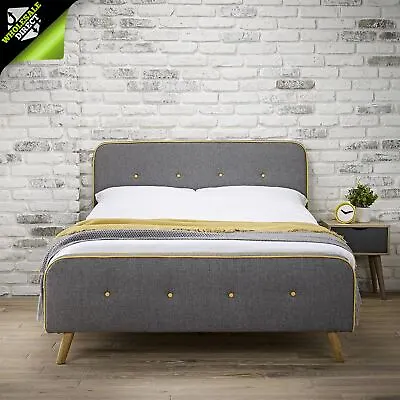 £226.99 • Buy 4ft6 5ft Loft Upsholstered Fabric Bed Frame Button Detail Headboard Double King