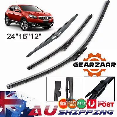 3xFront & Rear Wiper Blades For Nissan Dualis + 2 J10 JJ10 SUV 1.6 DCi Fgvavabay • $14.77