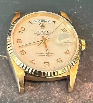 ROLEX 18K GOLD OYSTER PERPETUAL PRESIDENT 18238 36MM Quickset Cream Arabic Dial • $11170