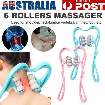 Hand 6 Roller Neck Shoulder Massager Point Pressure Massage Pain Fatigue RelieLM • £8.10