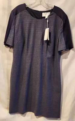 Hugo Boss Women' Dirusa3 Dress  Short Sleeves Pencil Size 14 Blue 100% Wool • $85.99