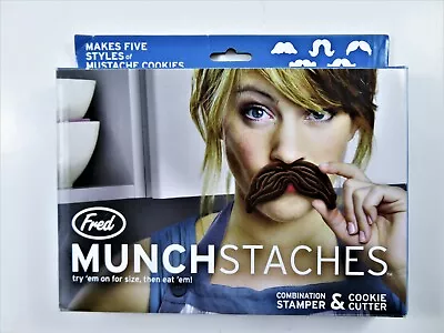 Fred And Friends Munchstaches Combo Stamper & Cookie Cutters 5 Mustache Styles • $9.89
