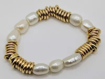 Links Of London BAROQUE PEARL Sweetie Bracelet Rolled Gold Silver RARE Small • £240